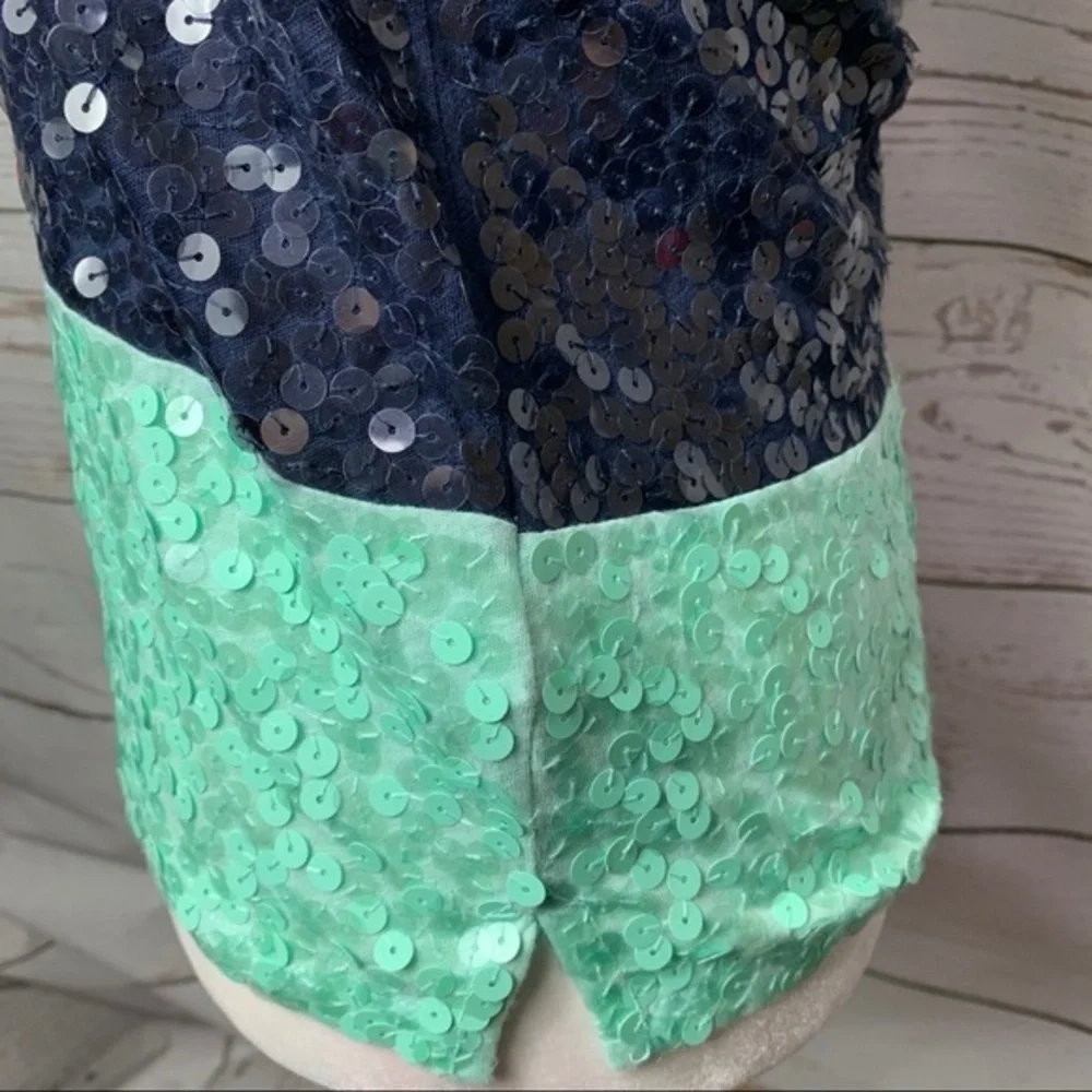 J. Crew Navy and Aqua Sequin tank